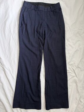Theory Wool Blend Wide Leg Trousers Navy High Rise Tailored Dress Pants Size 0